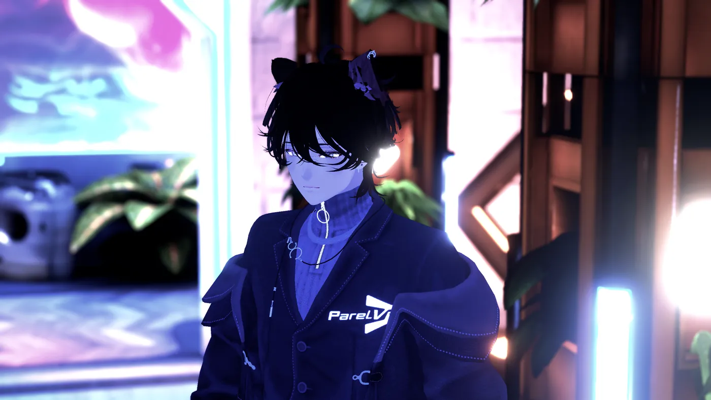 A player's avatar wearing a ParelVR jacket
